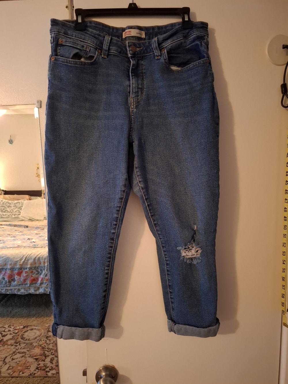 Levi's Blue Boyfriend Jeans with Knee Distress
